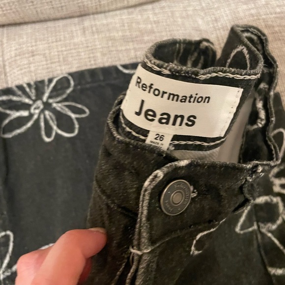 Black Floral Print Jeans - Picture 3 of 3